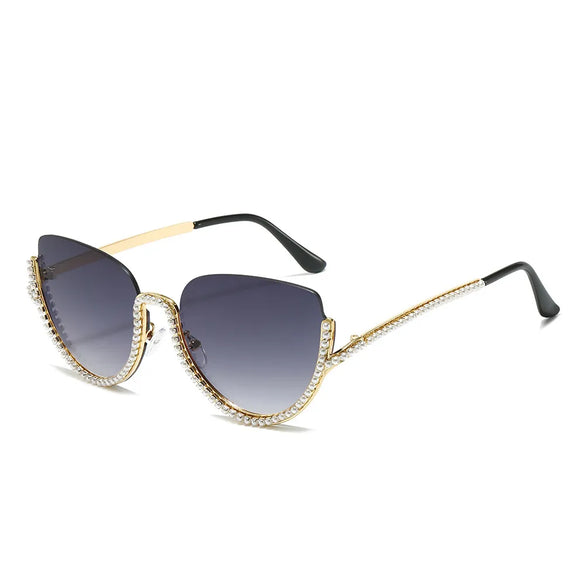 Hip-Hop Solid Color Pc Special-Shaped Mirror Half Frame Women'S Sunglasses