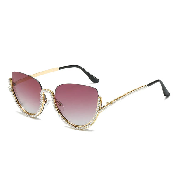 Hip-Hop Solid Color Pc Special-Shaped Mirror Half Frame Women'S Sunglasses