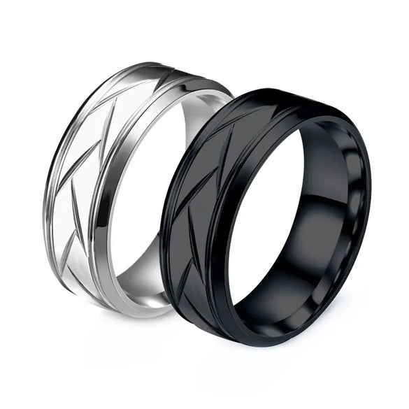 Hip-Hop Solid Color Stainless Steel Carving Men'S Rings