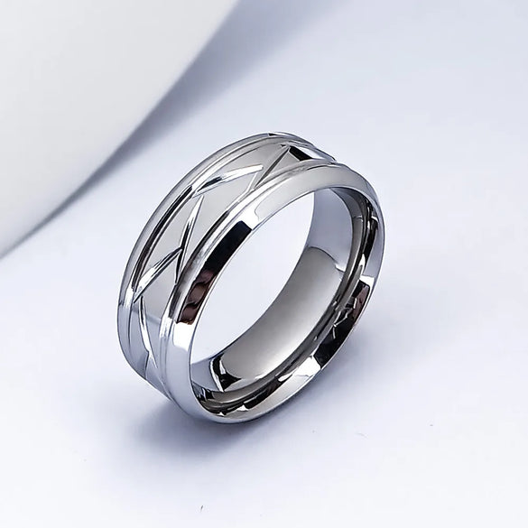 Hip-Hop Solid Color Stainless Steel Carving Men'S Rings