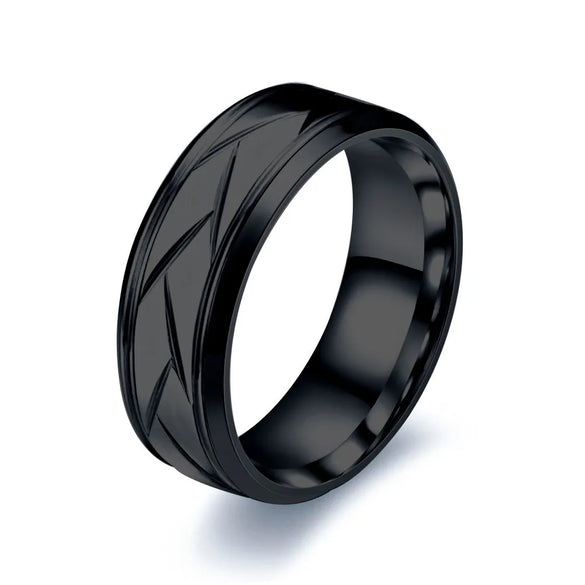 Hip-Hop Solid Color Stainless Steel Carving Men'S Rings