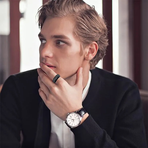 Hip-Hop Solid Color Stainless Steel Carving Men'S Rings