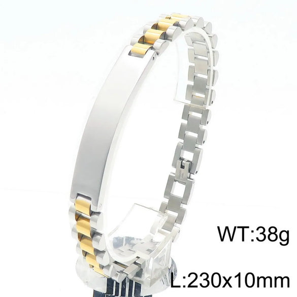 Hip-Hop Solid Color Stainless Steel 18K Gold Plated Men'S Bracelets