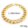 Hip-Hop Solid Color Stainless Steel 18K Gold Plated Bracelets In Bulk