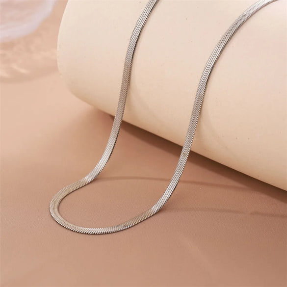 Hip-hop Solid Color Stainless Steel Titanium Steel Plating 18k Gold Plated White Gold Plated Necklace