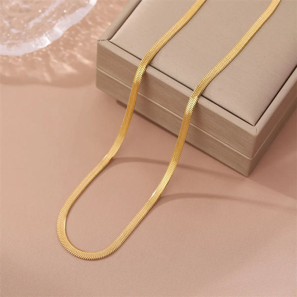 Hip-hop Solid Color Stainless Steel Titanium Steel Plating 18k Gold Plated White Gold Plated Necklace