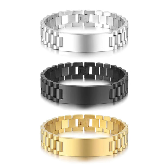 Hip-Hop Solid Color 304 Stainless Steel Patchwork Men'S Bracelets