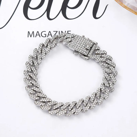 Hip-Hop Solid Color Zinc Alloy Inlay Rhinestones Men'S Bracelets Necklace