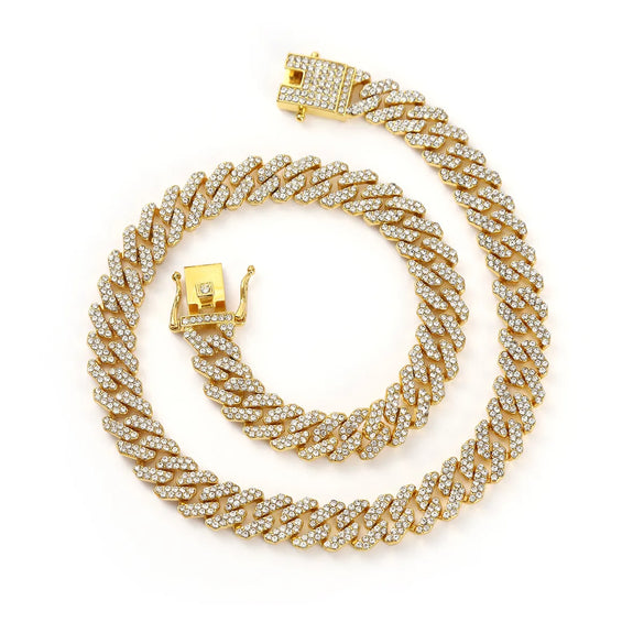 Hip-Hop Solid Color Zinc Alloy Inlay Rhinestones Men'S Bracelets Necklace