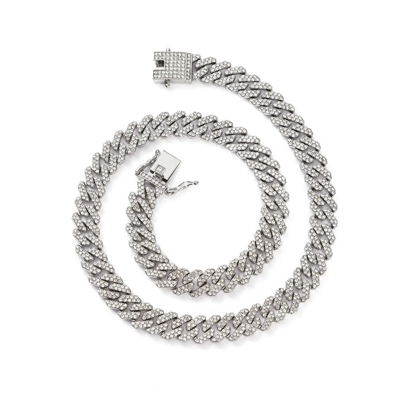 Hip-Hop Solid Color Zinc Alloy Inlay Rhinestones Men'S Bracelets Necklace