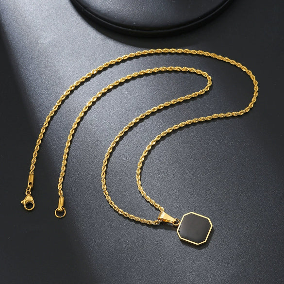 Hip Hop Stainless Steel Alloy Square Pendant Men's Cross Chain Necklace With Animal Zodiac Pattern And Electroplating Treatment