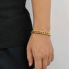 Hip Hop Stainless Steel Geometric Cuban Bracelet With Spring Buckle And Round Grinding Electroplating For Unisex
