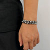 Hip Hop Stainless Steel Geometric Cuban Bracelet With Spring Buckle And Round Grinding Electroplating For Unisex
