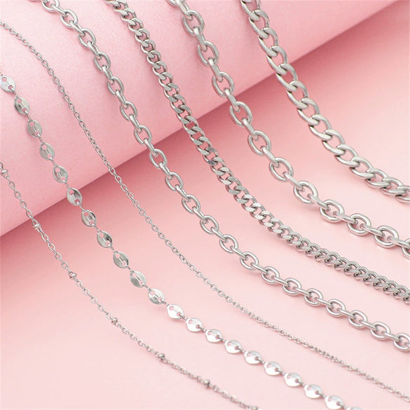 Hip Hop Stainless Steel Y2k Ancient Silver Diy Handmade Jewelry Chain Bracelet Necklace Accessories