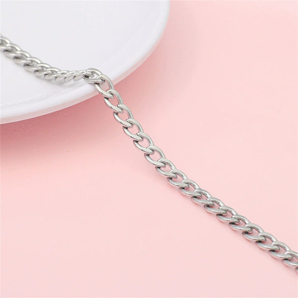 Hip Hop Stainless Steel Y2k Ancient Silver Diy Handmade Jewelry Chain Bracelet Necklace Accessories