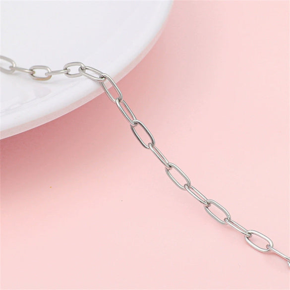 Hip Hop Stainless Steel Y2k Ancient Silver Diy Handmade Jewelry Chain Bracelet Necklace Accessories