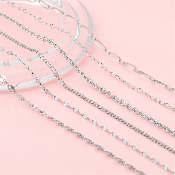 Hip Hop Stainless Steel Y2k Ancient Silver Diy Handmade Jewelry Chain Bracelet Necklace Accessories
