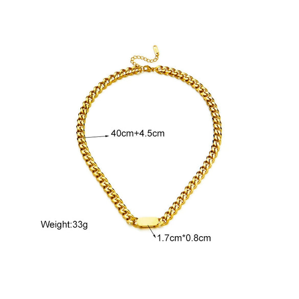Hip Hop Street Heavy Industry Thick Regular Chain Titanium Steel Necklace With Geometric Pattern And Electroplating Cold Exaggerated Gold Clavicle Chain For Unisex All Match