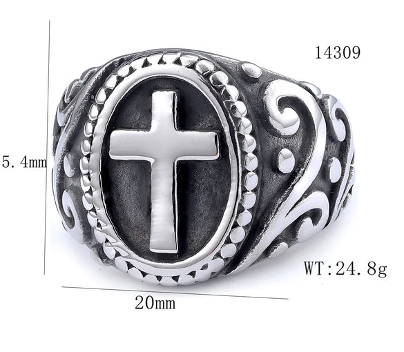 Hip-Hop Streetwear Color Block 304 Stainless Steel Carving Men'S Rings