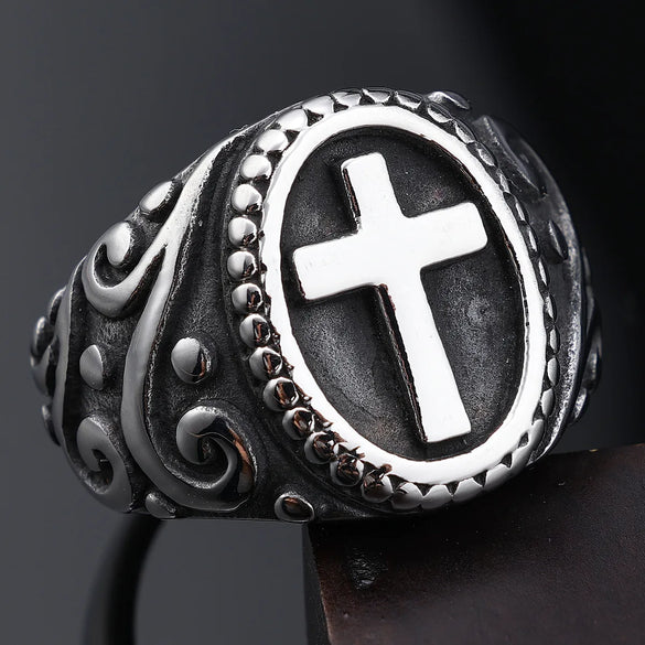 Hip-Hop Streetwear Color Block 304 Stainless Steel Carving Men'S Rings