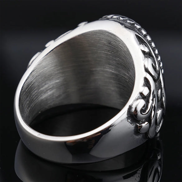 Hip-Hop Streetwear Color Block 304 Stainless Steel Carving Men'S Rings