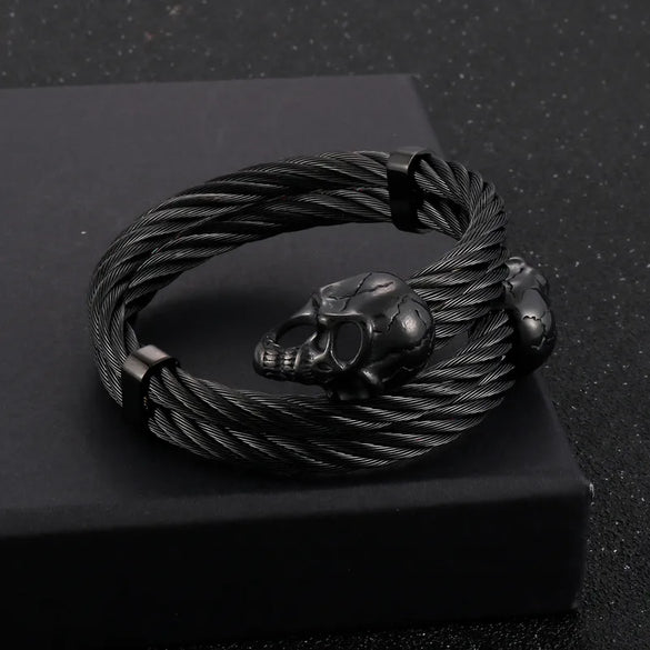 Hip-Hop Streetwear Skull Stainless Steel Plating 18K Gold Plated Halloween Men'S Bangle