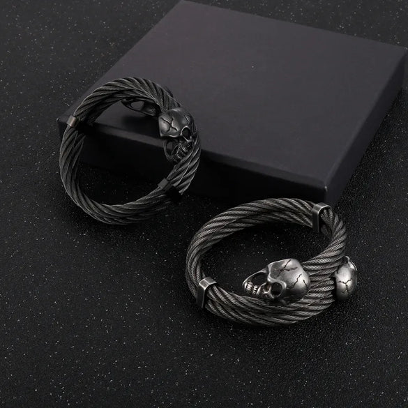 Hip-Hop Streetwear Skull Stainless Steel Plating 18K Gold Plated Halloween Men'S Bangle