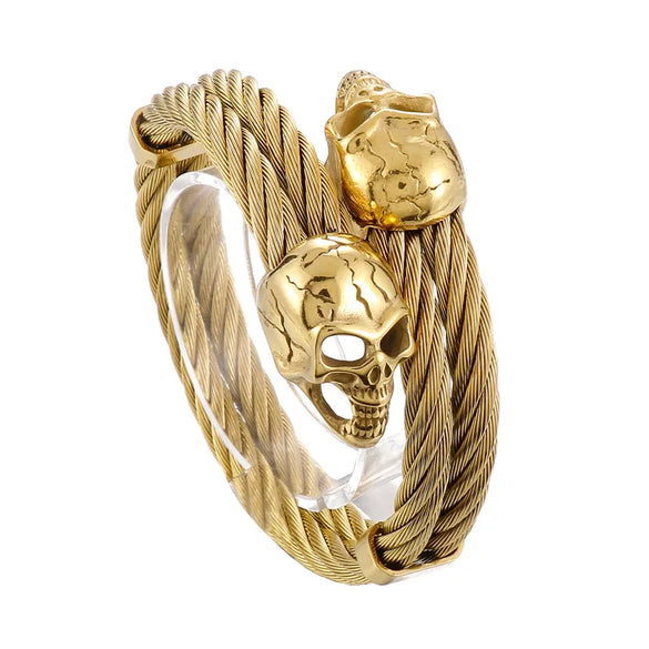 Hip-Hop Streetwear Skull Stainless Steel Plating 18K Gold Plated Halloween Men'S Bangle