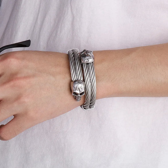 Hip-Hop Streetwear Skull Stainless Steel Plating 18K Gold Plated Halloween Men'S Bangle