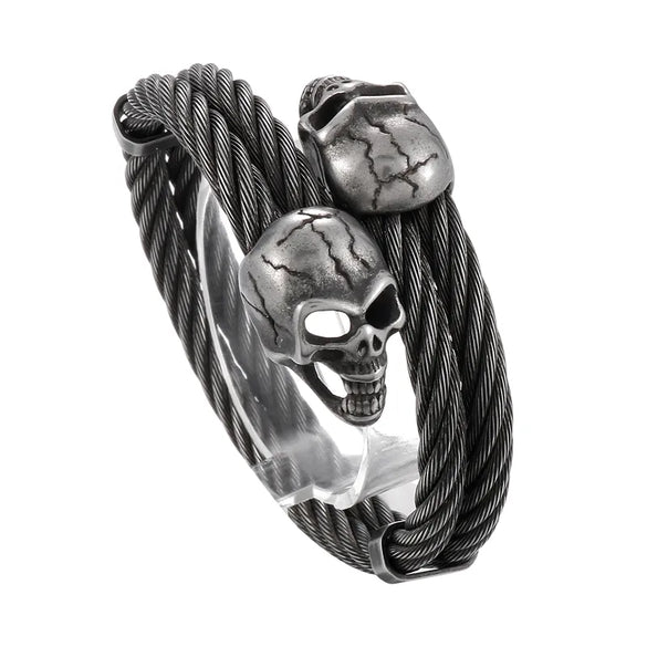 Hip-Hop Streetwear Skull Stainless Steel Plating 18K Gold Plated Halloween Men'S Bangle