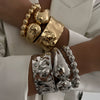 Hip Hop Style Alloy Exaggerated Irregular Wide Bracelet With Electroplating