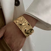 Hip Hop Style Alloy Exaggerated Irregular Wide Bracelet With Electroplating