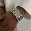 Hip Hop Style Alloy Exaggerated Irregular Wide Bracelet With Electroplating