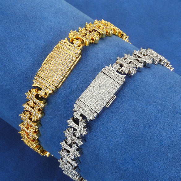 Hip Hop Style Copper Zircon Cross Necklace And Bracelet Jewelry Accessories Unisex