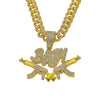 Hip Hop Style Double Gun Baby Pendant Necklace Zinc Alloy Electroplating Cuban Chain For Men
