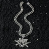 Hip Hop Style Double Gun Baby Pendant Necklace Zinc Alloy Electroplating Cuban Chain For Men