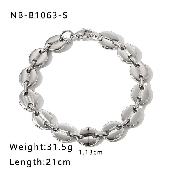 Hip Hop Style Stainless Steel Pig Nose Bracelet For Women With 18K Electroplating