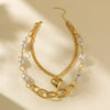 Hip-hop Sweet Heart Shape Imitation Pearl Layered Plating Women's Layered Necklaces