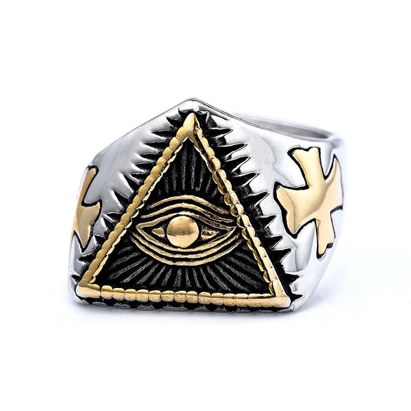 Hip-Hop Triangle Cross Eye 304 Stainless Steel Men'S Rings