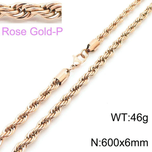 Hip Hop Twist Rope Chain Accessories Titanium Steel Geometric Electroplated Unisex