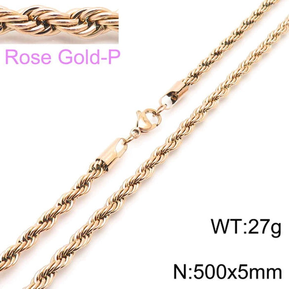 Hip Hop Twist Rope Chain Accessories Titanium Steel Geometric Electroplated Unisex