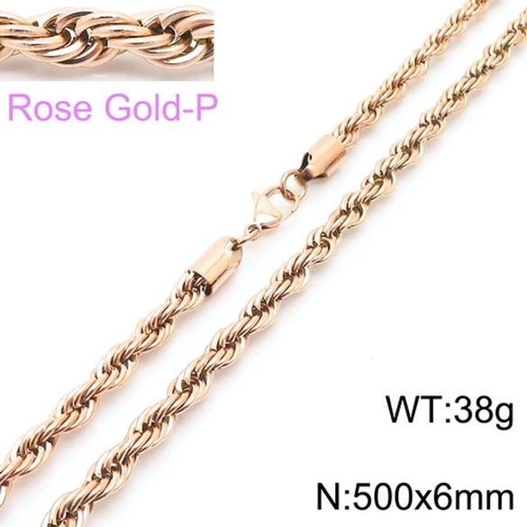 Hip Hop Twist Rope Chain Accessories Titanium Steel Geometric Electroplated Unisex