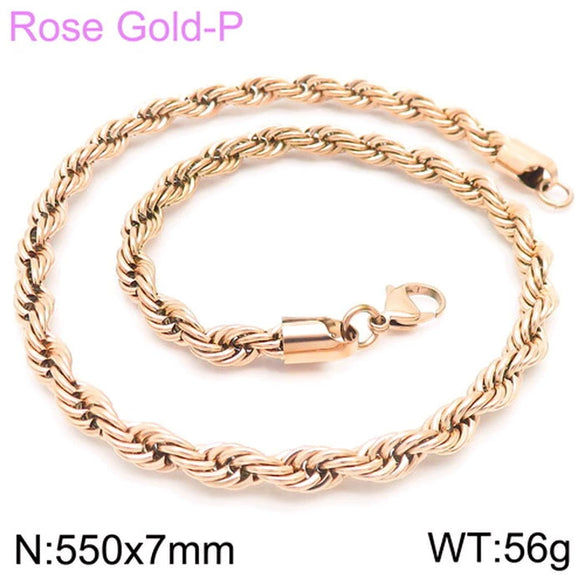 Hip Hop Twist Rope Chain Accessories Titanium Steel Geometric Electroplated Unisex