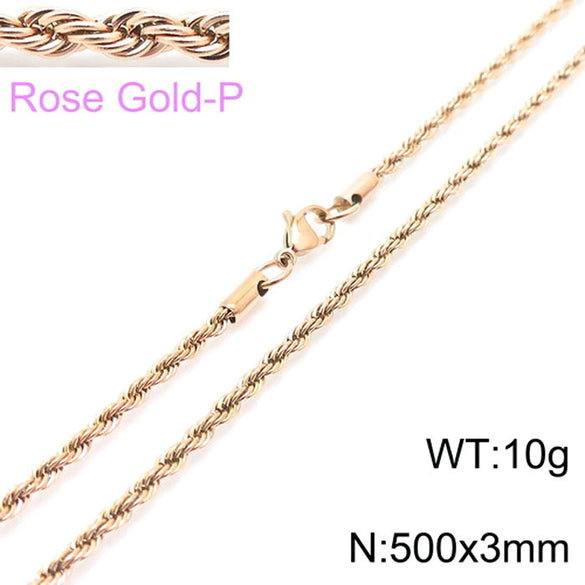 Hip Hop Twist Rope Chain Accessories Titanium Steel Geometric Electroplated Unisex