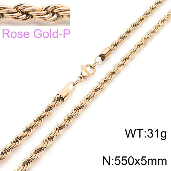Hip Hop Twist Rope Chain Accessories Titanium Steel Geometric Electroplated Unisex