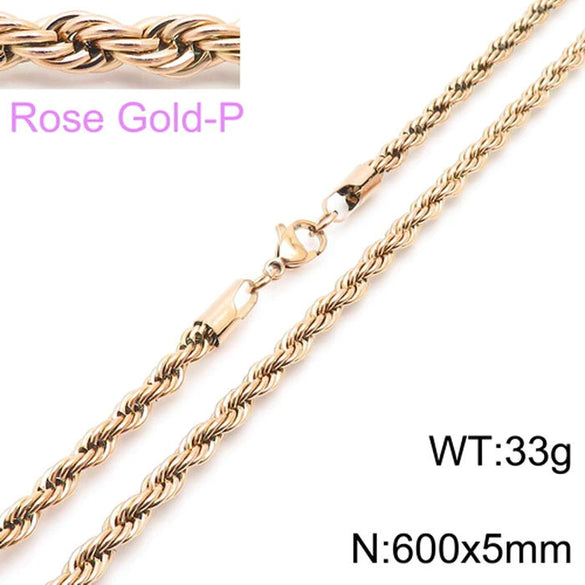 Hip Hop Twist Rope Chain Accessories Titanium Steel Geometric Electroplated Unisex
