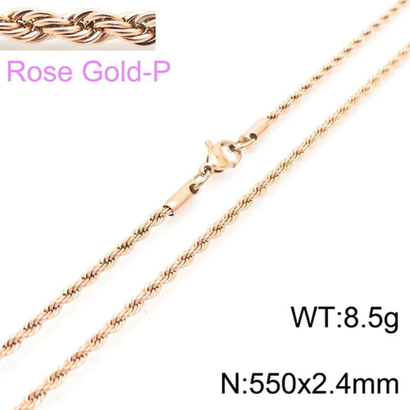Hip Hop Twist Rope Chain Accessories Titanium Steel Geometric Electroplated Unisex