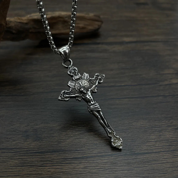 Hip-Hop Vintage Style Cross 304 Stainless Steel Men'S Pendant Necklace