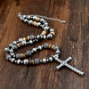 Hip-Hop Vintage Style Handmade Cross Stainless Steel Alloy Plastic Beaded Handmade Silver Plated Men'S Pendant Necklace