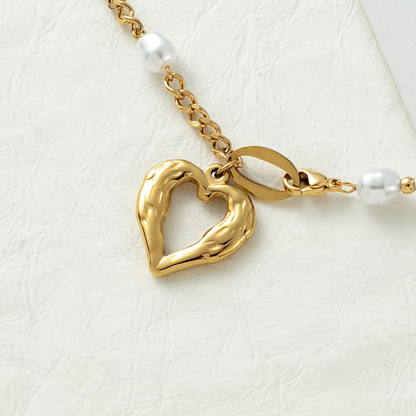 Hip-hop Vintage Style Heart Shape Stainless Steel Plating 18k Gold Plated Pendant Necklace